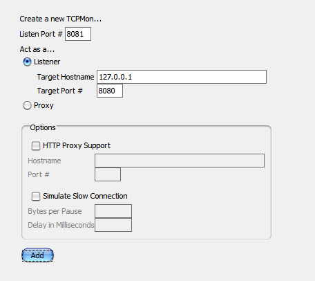 Configure TCPMon