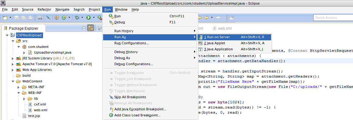 Run CXF Restful On Tomcat