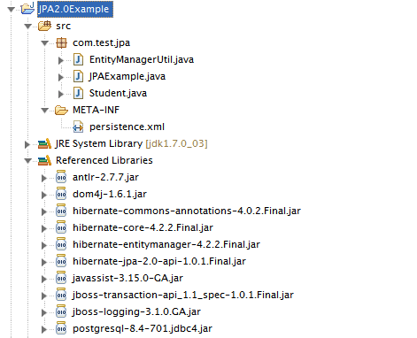 Hibernate JPA With PostgreSQL Structure