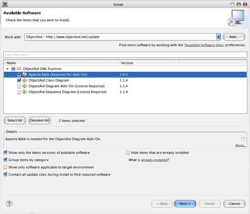 ObjectAid Eclipse Installation
