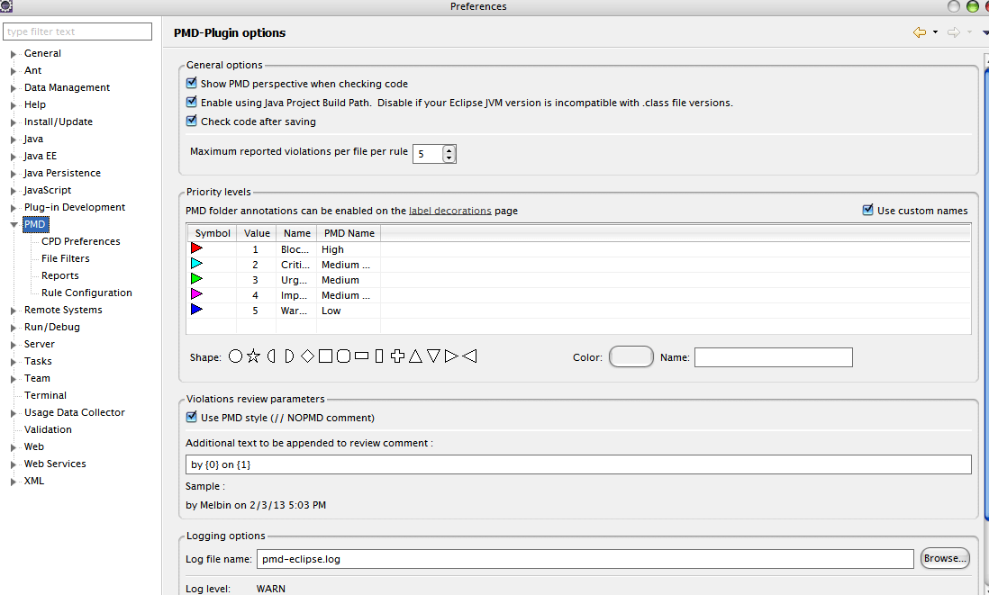 PMD Configuration